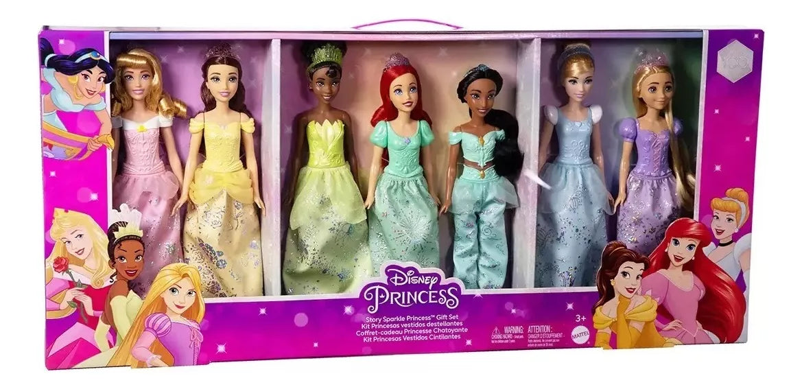 Set 7 Muñecas Princesas Disney Mattel Colección Vestidos