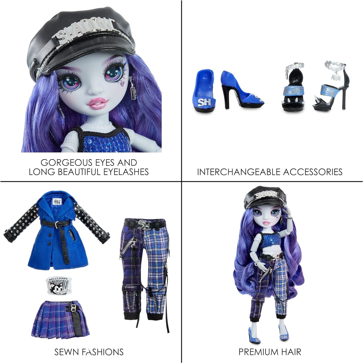 Rainbow High Shadow Vision Neon Shadow - UMA Van HOOSE - Muñeca de Moda Azul neón